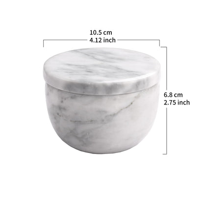 jalz jalz Marble Salt and Pepper Box Set with Spoons and Lid, Salt Cellar Salt Keeper Container, Black and White, Large Capacity 10 Ounce Bowl, 4 inch Diameter, 2.8 inch Height