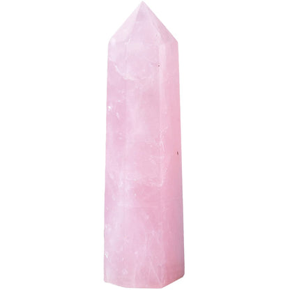 MOGEMT Natural Rose Quartz Obelisk Tower Large Healing Crystal Wand Point 6 Faceted Reiki Chakra Meditation Therapy 1-1.5 LBS