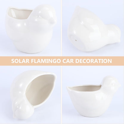 DIYEAH Ceramic Succulent Flowerpot with Creative Bird Design White Animal Plant Container for Indoor Garden Office Decoration Compact Decorative Pot for Small Flowers and