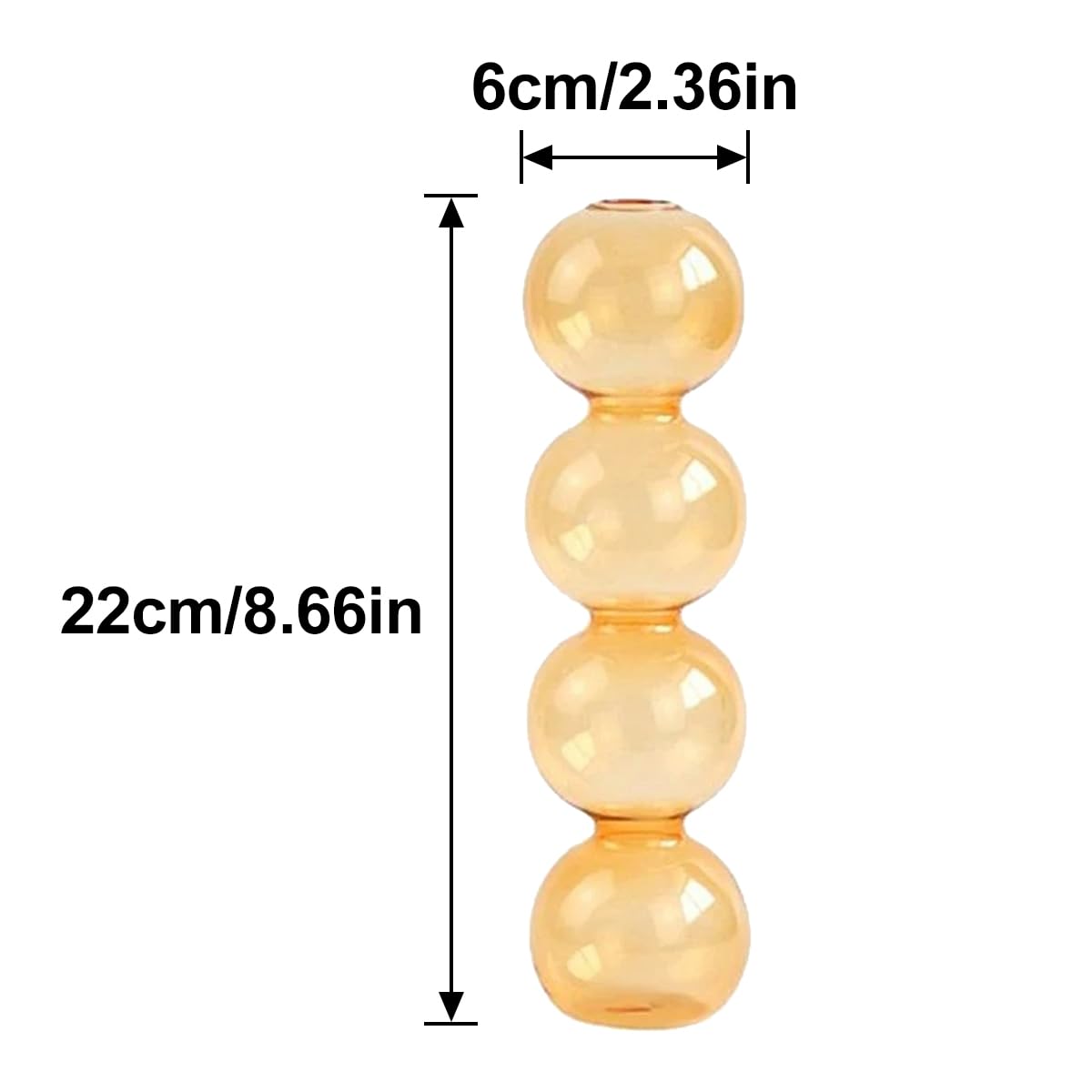 LKXHarleya Aesthetic Ball Aesthetic Decorative Vase, Glass Bubble Vases Ball Bud Vase for Centerpieces, Flower Arrangement, 2.36 x 8.66 Inch, Orange