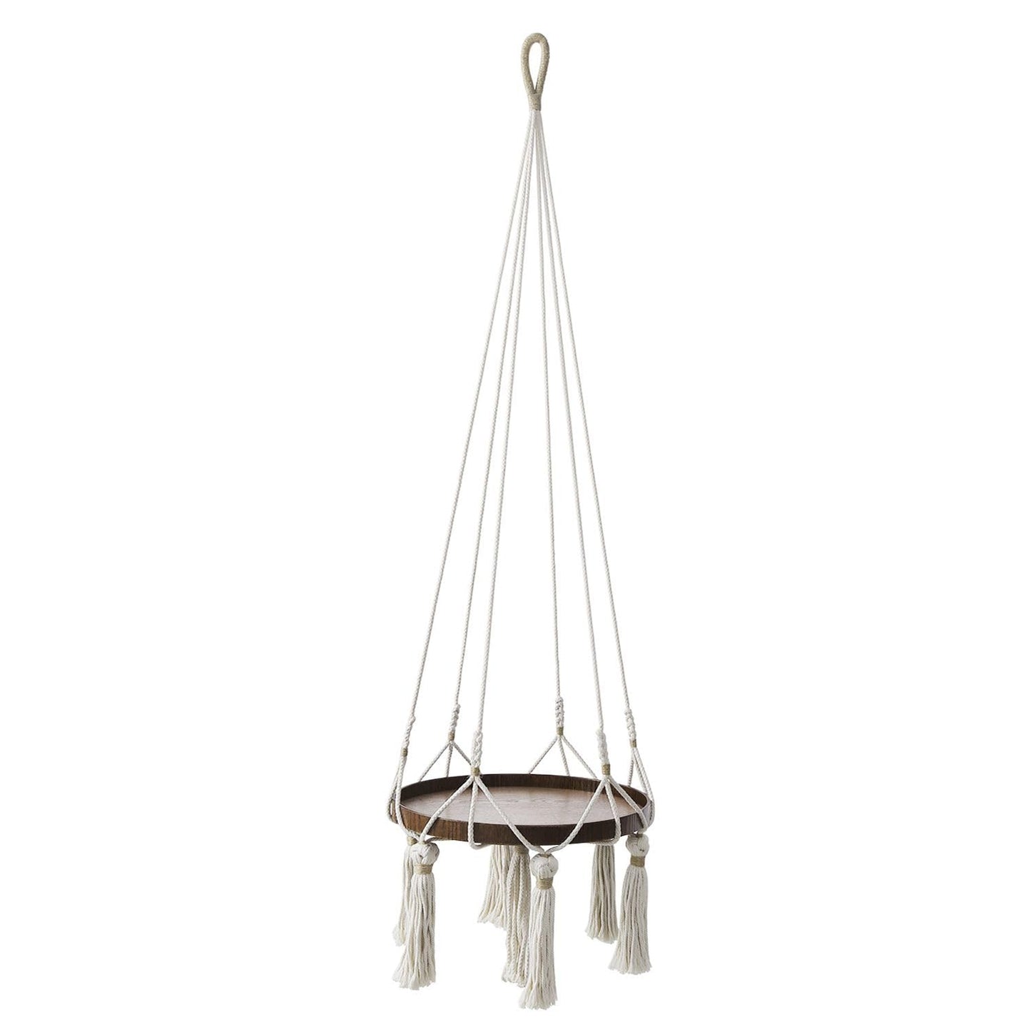 Flexzion Plant Hanger Boho Hanging Plant Shelf Macrame Plant Holder with Wood Flower Pot Shelf, C & S Ceiling Hooks Hand Woven Basket Bohemian Indoor Outdoor Home Decor for Living Room Bedroom, White