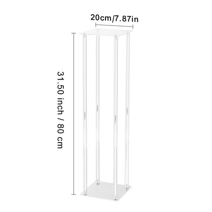 Happybuy 2PCS 31.5inch Wedding Flower Stand, Acrylic Vase Column Geometric Centerpiece, Floral Display Rack with Acrylic Laminate for Events, Reception, Party, Home Decoration