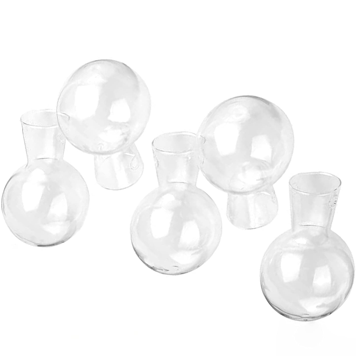 Kingbuy Bulb Glass Vase with Side-Hole (Hole to Hole Opening Dia.: 1.18 in) for Replacement Planter Terrarium with Wooden Stand Accessories Desktop Hydroponics Water Plant Propagation Station, 2 Pack