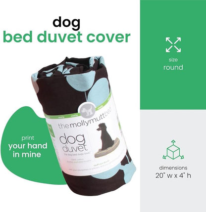 Molly Mutt Petite Dog Duvet Cover - Round - Your Hand in Mine Print - Measures 20’’ x 4’’ - 100% Cotton - Durable - Breathable - Sustainable - Machine Washable Dog Bed Cover - Pre-Shrunk