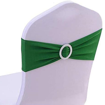 Tvoip 10PCS Chair Cover Stretch Band with Buckle Slider Sashes Bow Wedding Banquet Chair Decoration (Green)