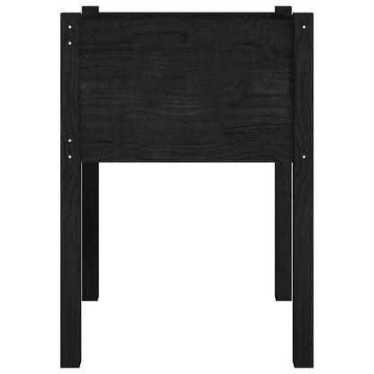 HFXHIJXQ Large Black Square Wooden Planter 19.7"x19.7"x27.6", Solid Pinewood Outdoor Flower Box with Drainage for Patio, Garden, Balcony