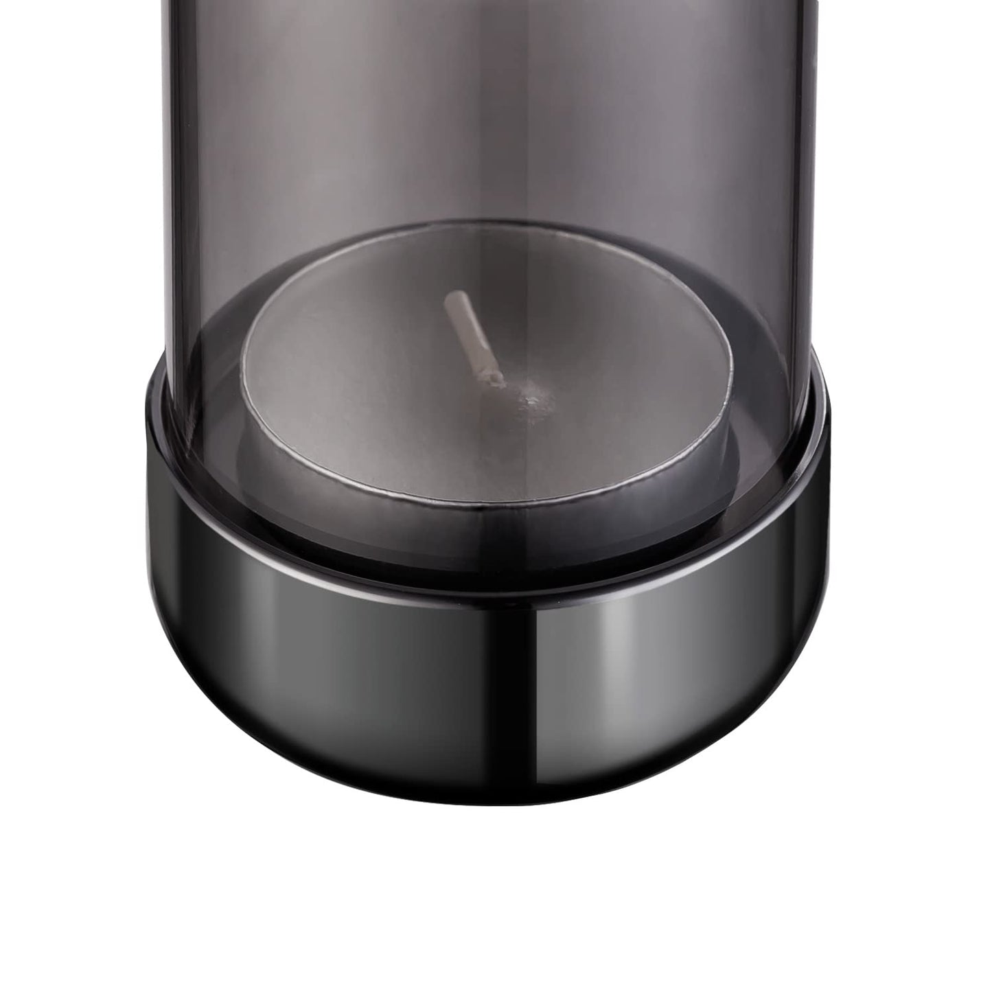 Faveaux Tealight Candle Holder Black Tea Candle Holder Cylinder Glass for Standard Tea Light Birthday Party Table DIY Decor Pack of 4, Black Nickel Base+Black Glass
