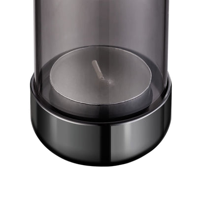 Faveaux Tealight Candle Holder Black Tea Candle Holder Cylinder Glass for Standard Tea Light Birthday Party Table DIY Decor Pack of 4, Black Nickel Base+Black Glass