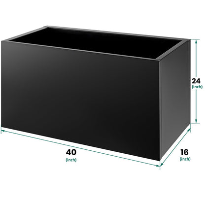 Meyoppm 40"x16"x24" Steel Planter Box, Heavy Duty Galvanized Metal Planter with Drainage Hole, Rust-Resistant Indoor & Outdoor Planter for Patio, Balcony, Garden Black