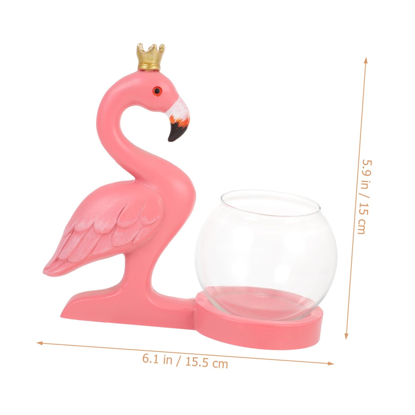 Healifty Creative Flamingo Statue Hydroponic Vase for Desktop Plant Terrarium Glass Centerpiece Vase for Home Office Decoration Elegant Shelf and Bedside Display
