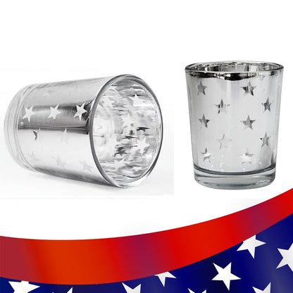 QIAOIDEA Mercury Votive Candle Holder Set of 6, Star Design Silver Mercury Glass Tealight Candle Holders, Perfect for Home, Parties, and Wedding Décor
