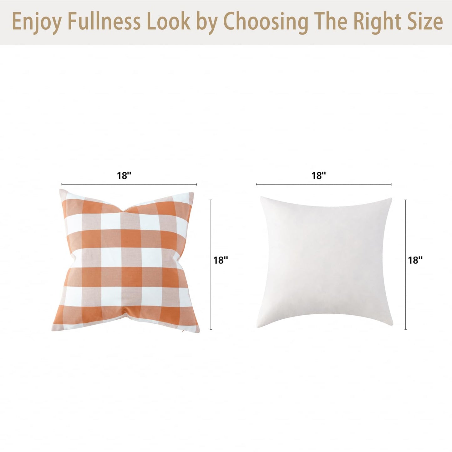 Volcanics Fall Pillow Covers 20x20 Inches Set of 2, Orange and White Farmhouse Buffalo Check Plaid Throw Pillow Covers, Halloween Outdoor Decorative Cushion Pillowcase for Couch Home Decor