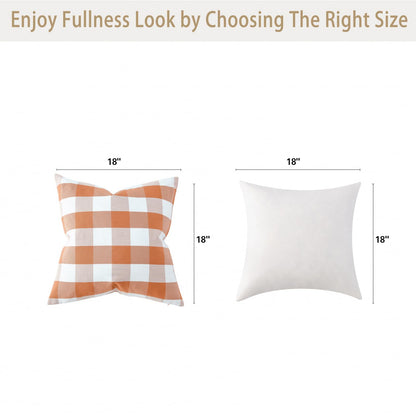 Volcanics Fall Pillow Covers 20x20 Inches Set of 2, Orange and White Farmhouse Buffalo Check Plaid Throw Pillow Covers, Halloween Outdoor Decorative Cushion Pillowcase for Couch Home Decor