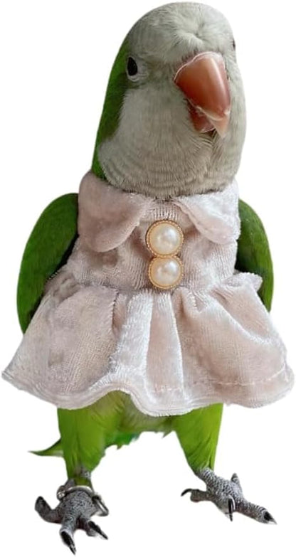 Bird Costume Bird Diaper Flight Suit Parrot Velvet Fleece Skirt Clothes Cosplay Photo Prop for Conure Lovebird Parakeet Cockatiel Macaw Small Animals Apparel (White,Macaw)