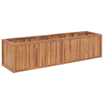 Teravane Large Outdoor Raised Bed Planter with Natural Teak Finish, Solid Wood Garden Flower Pots, Weatherproof Design for Vegetables and Succulents