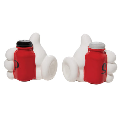 Enesco Disney Ceramics Mickey Mouse Hands Sculpted Salt and Pepper Shaker Set, 3.54 Inch, Multicolor