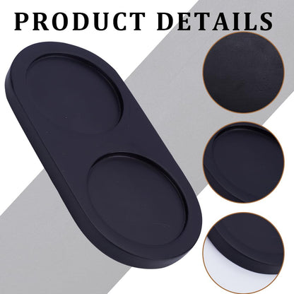 GORGECRAFT Black Wooden Salt and Pepper Mill Tray 2.28 Inch Acacia Wood Tray Peper Mill Holder Mills & Shakers Salt & Pepper Grinder Rest for 2 Mills Accessories Kitchen Storage Holder Home Crafts