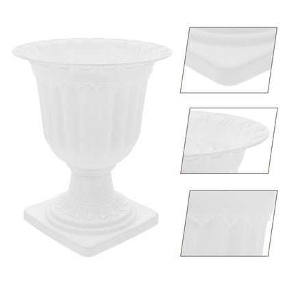Abaodam 2pcs Urn Planter Flowerpot Flower Stand for Wedding Flower Pots Indoor Front Door Decorations Pots for Plants Tall Planter Outdoor Vase White, 6.7X5.5X5.5in