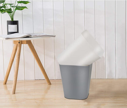 Feiupe 1.6 Gallon Small Trash Can Wastebasket for Kitchen Office Bathroom,Pack of 2(White+Gray)