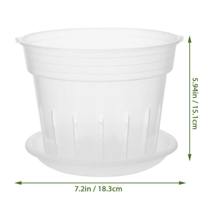Toddmomy Slotted Orchid Pot with Tray 7.20X7.20X5.94In Clear Plastic Flower Pot for Indoor Gardening and Nursery Plants with Ventilation Holes