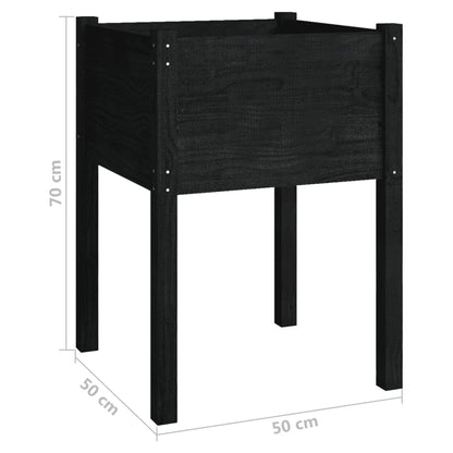 HFXHIJXQ Large Black Square Wooden Planter 19.7"x19.7"x27.6", Solid Pinewood Outdoor Flower Box with Drainage for Patio, Garden, Balcony