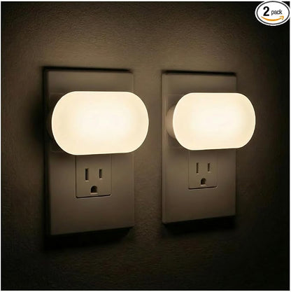 Lights By Night Bright LED Night Light Plugs Into Wall with Dusk to Dawn Sensor, Adjustable & Dimmable Up to 100 Lumens, Compact Nightlight for Bedroom Bathroom Hallway Kitchen Nursery, 2-Pack