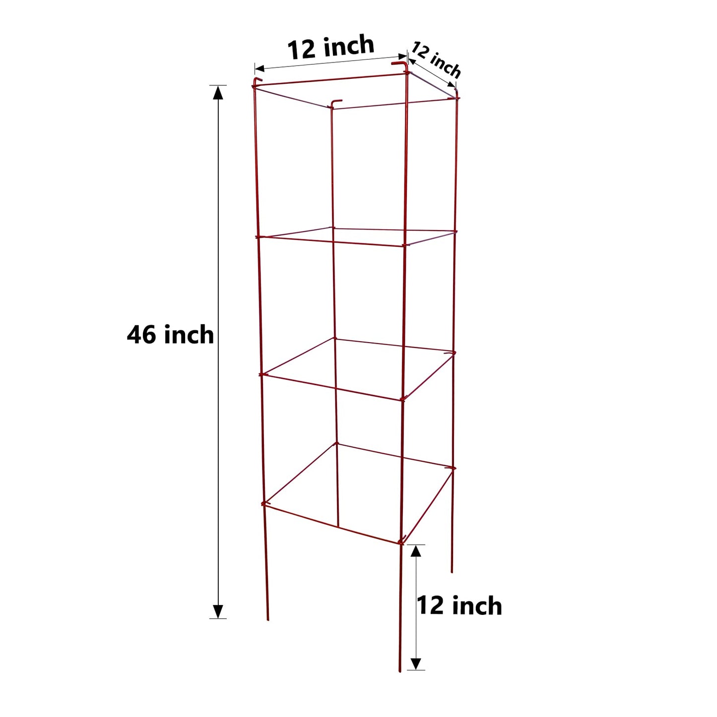 Thealyn Tomato Cages 6 Packs 46 Inch (H) Plant Stand with 164 Feet Twist Ties, Heavy Duty Garden Plants Support for Tomatoes, Cucumber, and Other Climbing Plants (Red)