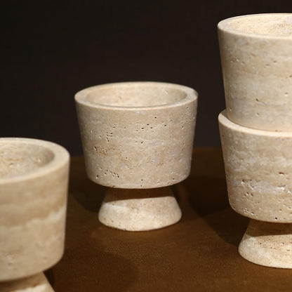 Premium Natural Marble Small Stone Pillar Candle Holder, with Unique Veined Pattern, Decor for Desk, Nightstand, Bathroom or Living Room, Luxe Home for Tea Light