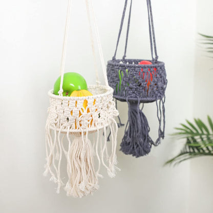 Kelendle Macrame Plant Hangers with Tassels Indoor Hanging Planters Basket Handmade Cotton Rope Flower Pots Holder Stand Boho Home Decor Outdoor Decorations Round White