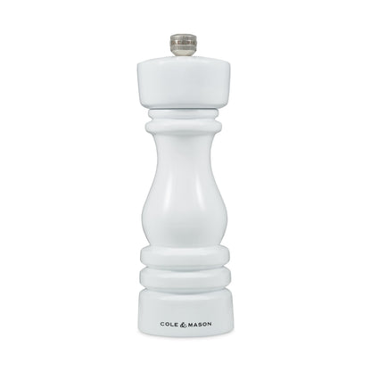 Cole & Mason London Refillable Spice Mill - Kitchen & Home Accessory - Table Salt Grinder - Salt Mill with Ceramic Mechanism - 7", White Gloss