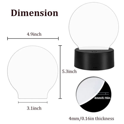 2 Pack 3D Led Night Light Lamp Base, Includes Remote Control, Blank Acrylic and Charger Cable, Adjustable 7 Colors Lights Base