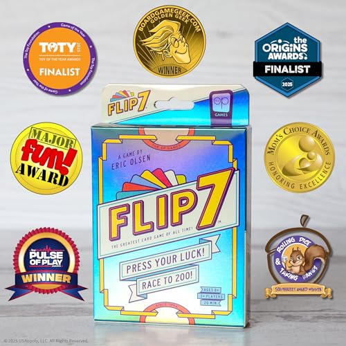 Flip 7, The Ultimate Blend of Press Your Luck and Strategy, Fast-Paced Addictive Card Game, Quick to Learn and Easy to Teach, Perfect for Game Nights, 3+ Players, Ages 8 & Up, 20 minutes Play Time