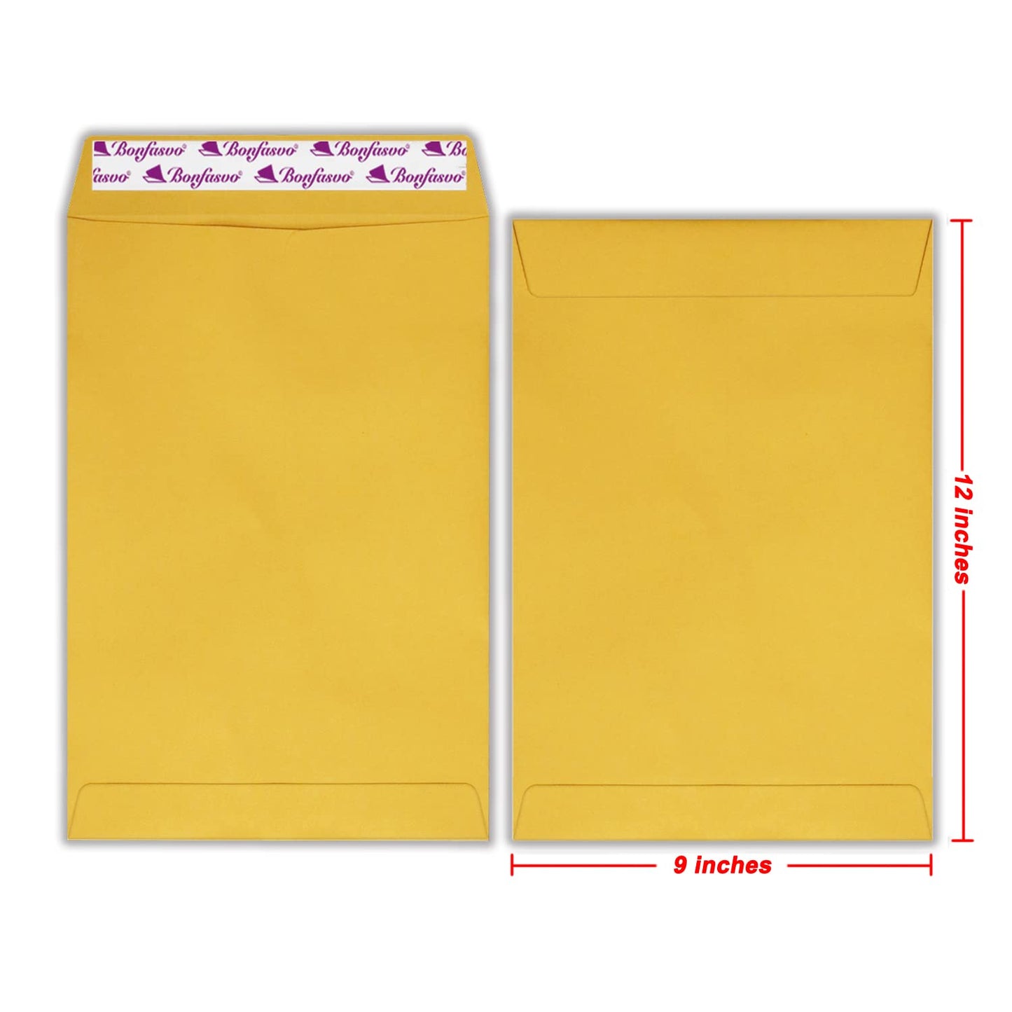 Bonfasvo 300 Pack 9x12 Brown Catalog Envelopes Peel & Seal Security Mailing Envelopes 120GSM Kraft Paper self Seal Envelopes for Invitations Papers Photos Documents Pictures Papers Files