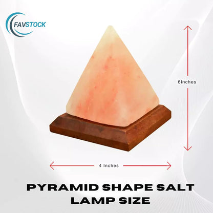 FAVSTOCK Himalayan Salt Lamp, Natural Pyramid Salt Rock Lamp with Handcrafted Wooden Base & Night Light, Soothing Amber Glow, for Home, Office, Yoga Decor, 6 x 4.5 Inches