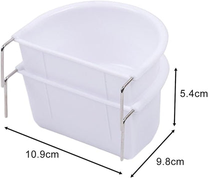 2Pcs Bird Feeding Dish Sturdy Hanging Feeding Bowl Easy to Install Bird Food Tray Bird Cage Accessories for Conures Lovebirds, 10.9cmx9.8cmx5.4cm, Optional