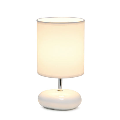 Simple Designs LT2005-WHT Stonies Small Stone Look Table Desk Bedside Lamp, White