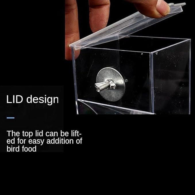 No Mess Bird Feeder for Cage,Automatic Parrot Feeder Cage Accessories,Transparent Parakeet Seed Container Food Feeder Drinker for Cage,No-Spill Transparent Bird Feeder (Blue)