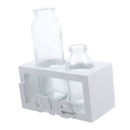 VICASKY Glass Terrarium Vase with Wooden Stand for Hydroponic Plants Modern Desktop Decoration Indoor Water Planter for Flower Arrangements Stylish Home Decor
