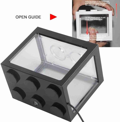 Mini USB LED Aquarium Fish Bowl Plastic Tank with White Light for Desk Tabletop Decor Energy-Saving Office Accent(Black)