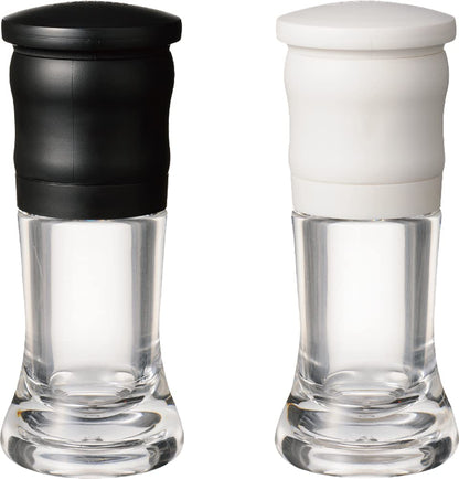 Kyocera Mill, 1.4 fl oz (40 ml), Set of 2, Ceramic Salt & Pepper, Crystal Salt, Rock Salt, Pepper, Spices, Japanese Pepper, Seasoning Container, Roughness Adjustment, Decomposition Cleaning, CM-10-2P