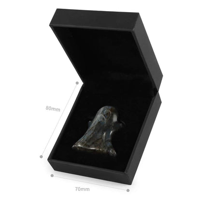 Artistone 2" Crystal Ghost Figurine Natural Labradorite Gemstone Hand Carved Statue for Halloween Decorations Home Deco Desk Decoration