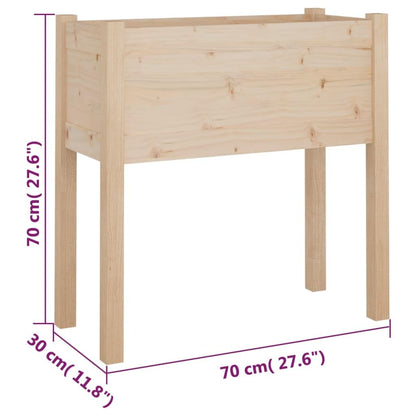 hliofuir Garden Planter Box, Solid Pine Wood Square Flower Pot for Outdoor Patio, Deck, and Balcony, Large Decorative Plant Container, 27.6 x 27.6 x 27.6 Inch, Brown