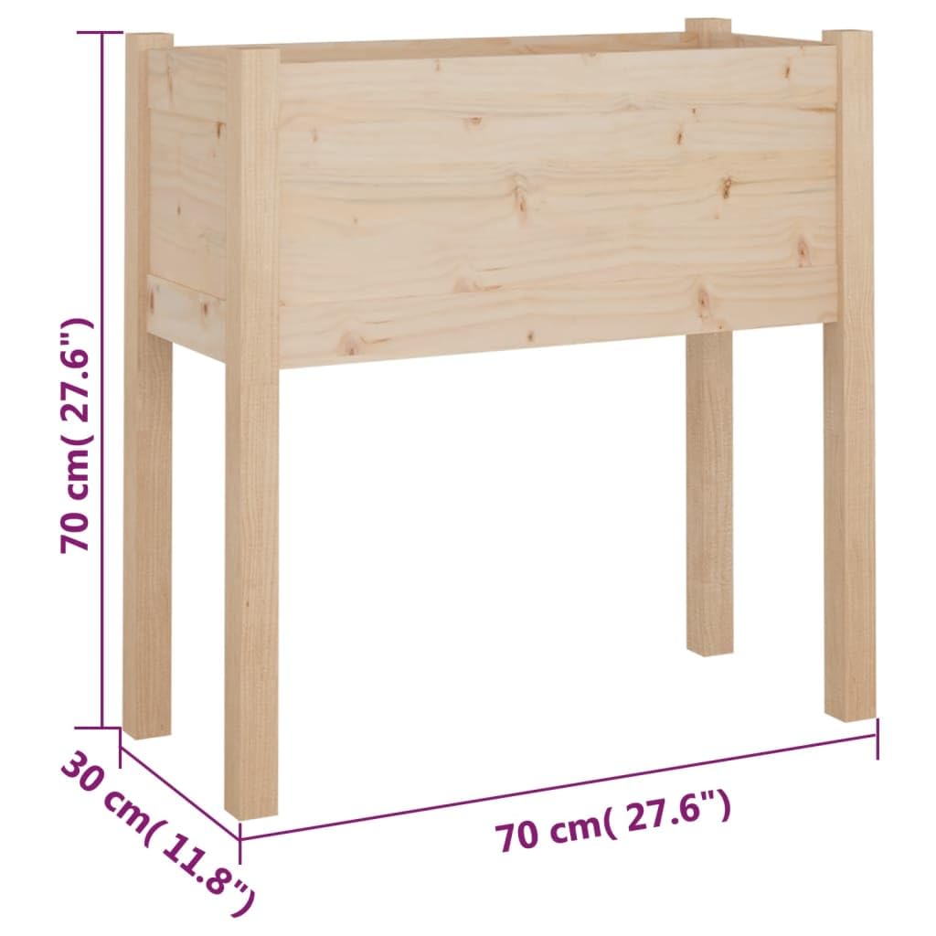 Yisssmeng Large 27.6" Solid Pine Wood Outdoor Planter Box, Rustic Brown Square Raised Garden Bed for Patio Balcony, Spacious Herb & Flower Planter for Outdoor Plants, Easy Assembly