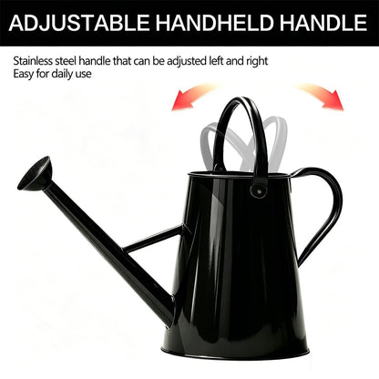 SunnyTong Metal Watering Can for Outdoor and Indoor Plants, Watering Can Decor, 1.5 Gallon（Black）