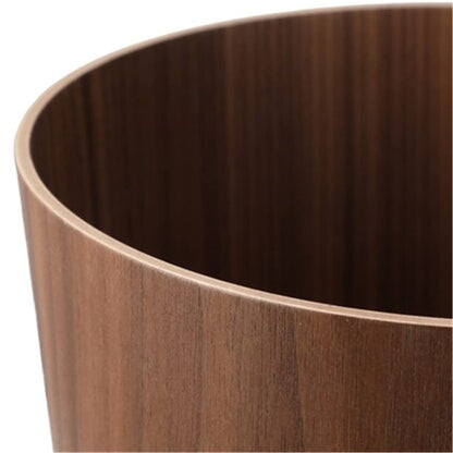 BISOZER Round Stackable Wastebasket, Natural Wood Garbage Recycling Bin for Bathrooms, Kitchens, Home Offices (Dark Wood)