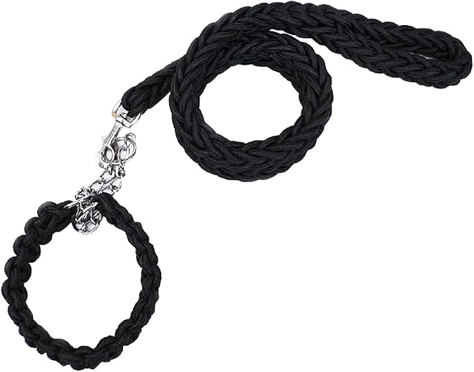 Love Dream Dog Collar and Leash Set, Heavy Duty Nylon Braided Rope Strong 4 FT Dog Leash and Martingale Training Collar for Small Medium Large Dogs Training and Walking (Black)