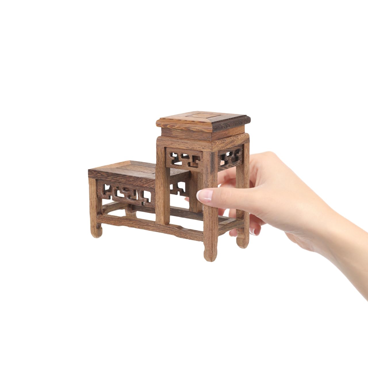 Small Wooden Plant Stand, 2 Tier Mini Wooden Display Stand, Small Potted Plant Display Shelf, Desktop Bonsai Base, Tabletop Succulent Holder for Figurine, Bonsai, Succulent, Indoor Mini Flower Pot