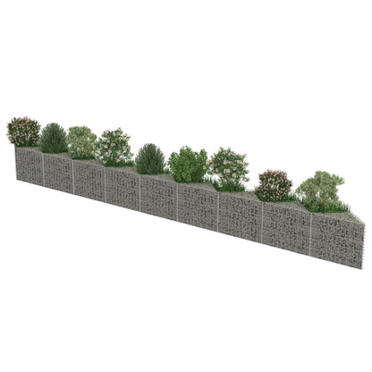 vidaXL Gabion Basket for Garden, Galvanised Steel Gabion Planter, Gabion Raised Bed, High Load Capacity, 248''x11,8x19,7''