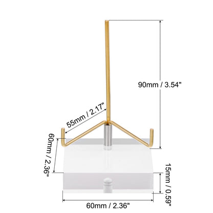 PATIKIL 2.4" x 2.4" x 1" Acrylic Display Stands, Display Easel Holder Brass Arm Crystal Display Stand for Mineral Gemstone, Clear