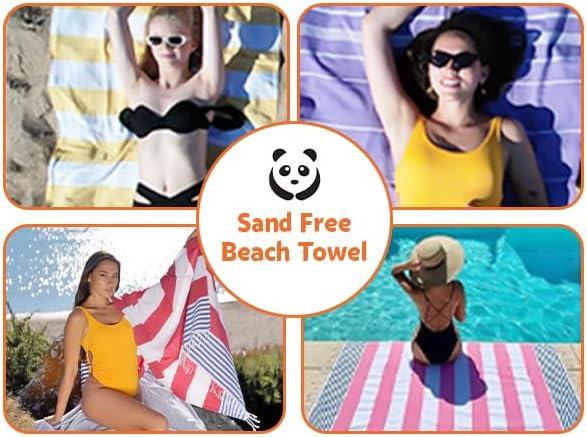 HAVLULAND Set of 5 Turkish Beach Towel Oversized 39x71 Turkish Bath Towels Highly Absorbent Quick Dry Extra Large Sand Free Beach Towels for Beach Pool Spa Gym Yoga Travel Camping Blanket